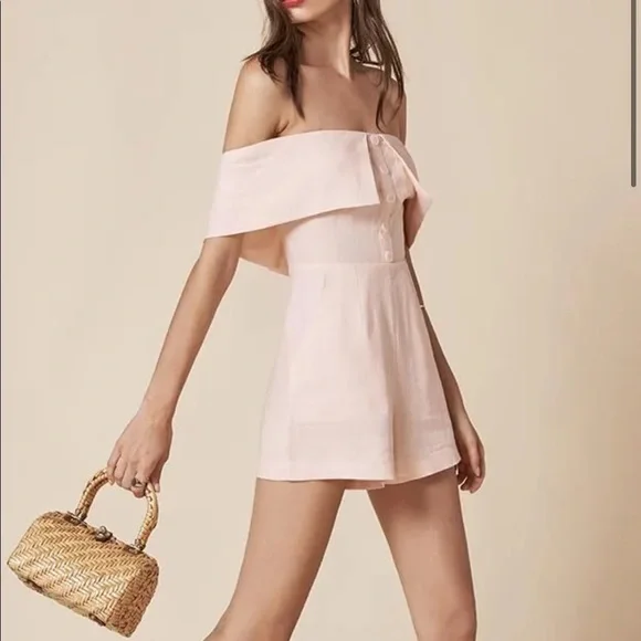 REFORMATION Frankie Jumpsuit Romper NWOT sz.0 in Rose White - Picture 4 of 9